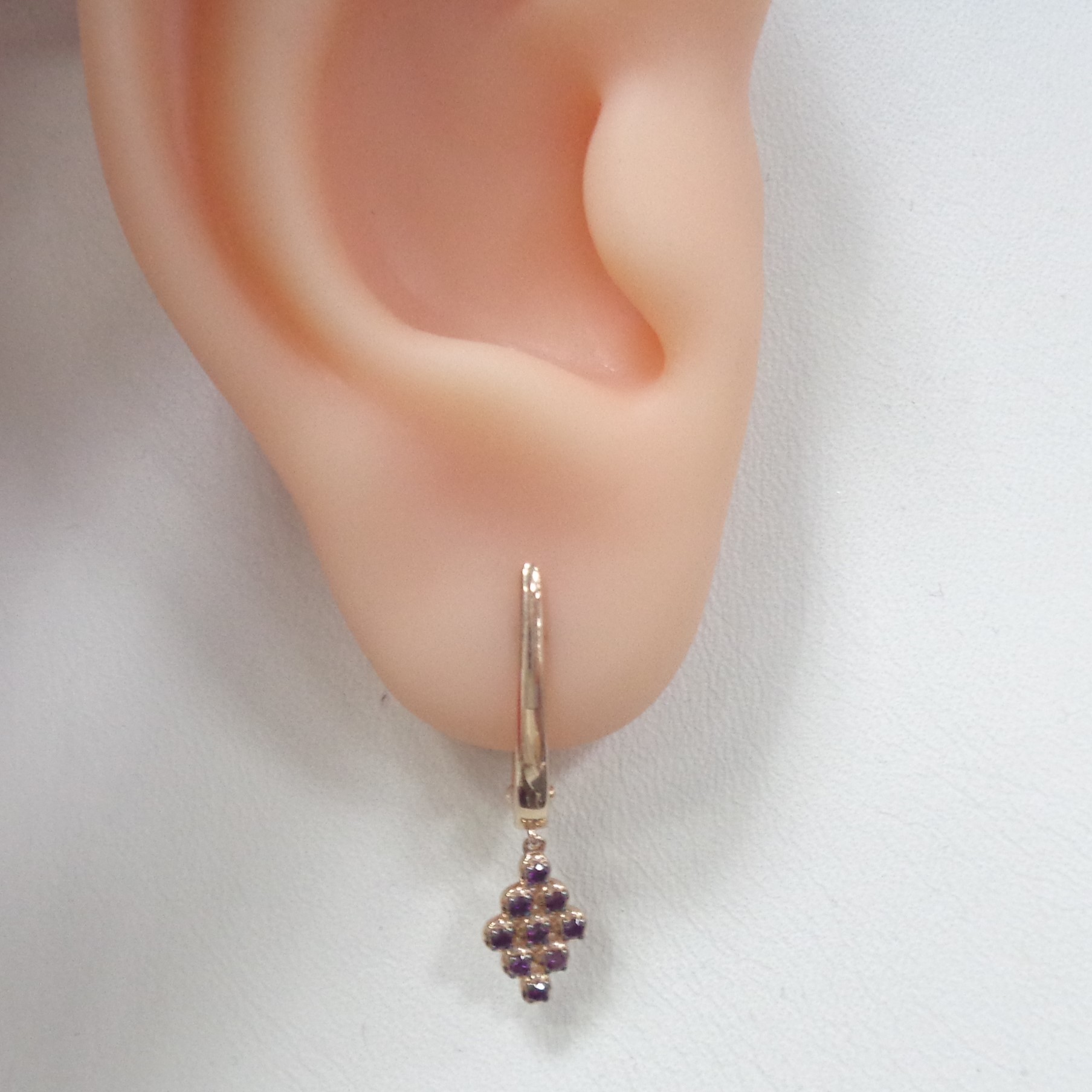 Серебряные серьги с розовыми бриллиантами